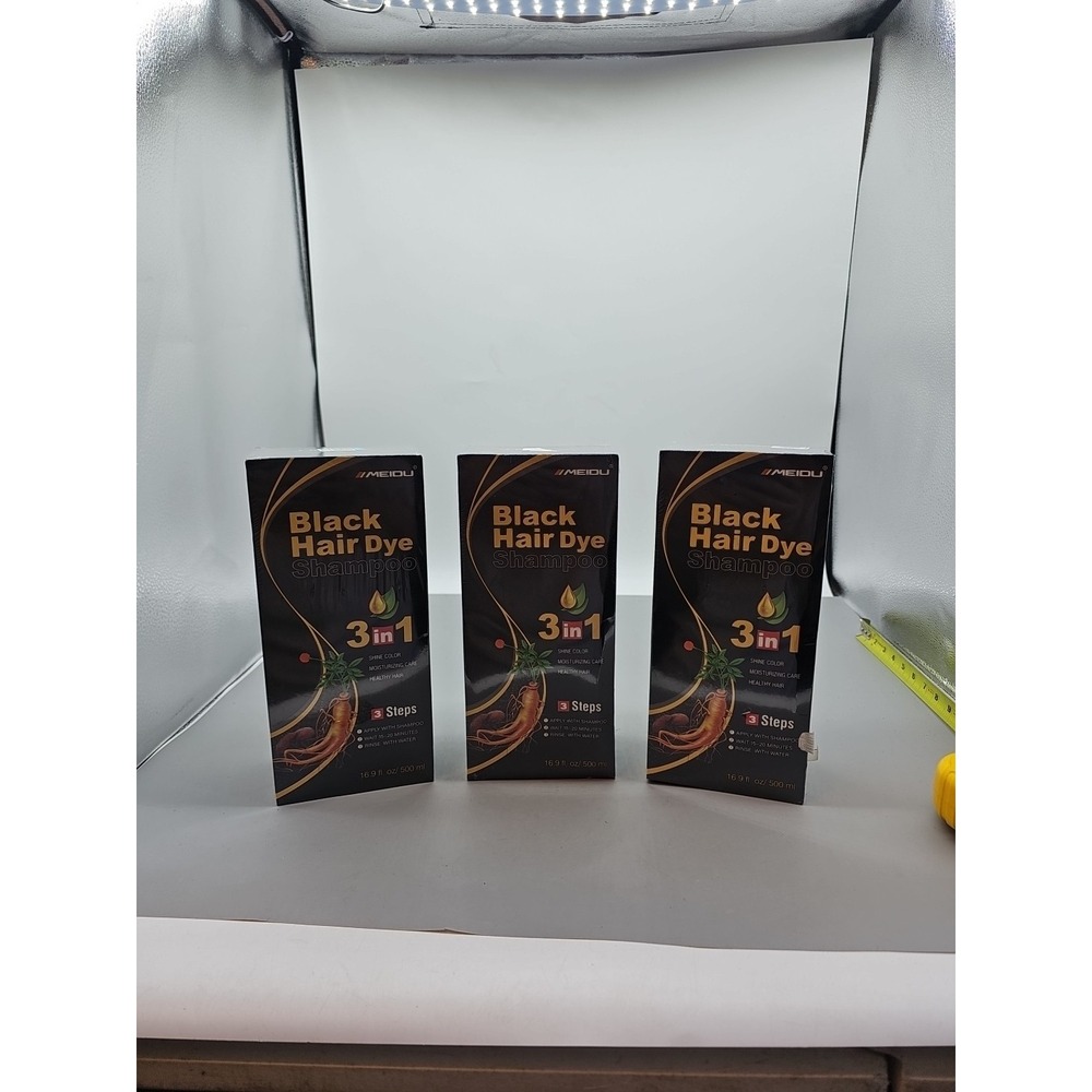 Black Hair Dye Shampoo Instant 3 in 1 +100% Grey Coverage Lot Of 3 Free Ship